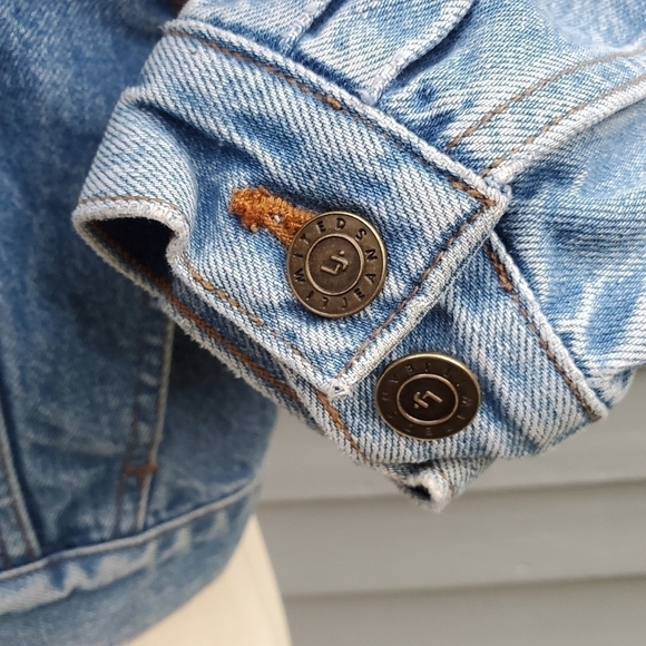 Vintage 90s y2k Limited Jeans Blue Jean Cotton Denim Classic Trucker Jacket Md - Picture 5 of 9